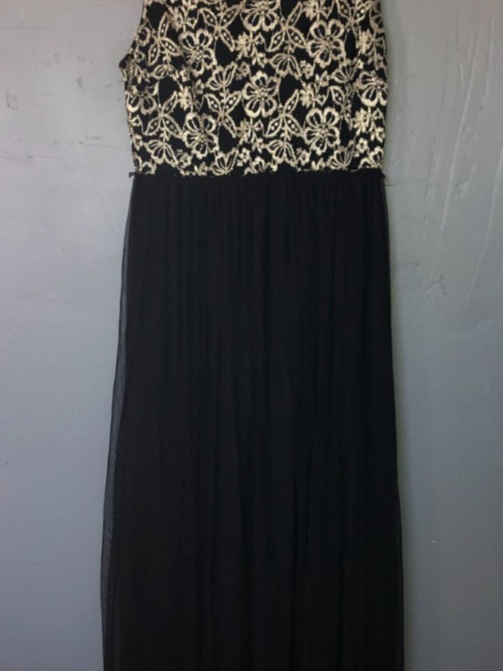 Candalite Womens Black Long Lace Prom Dress & Matching Lace Cardigan PetiteLarge